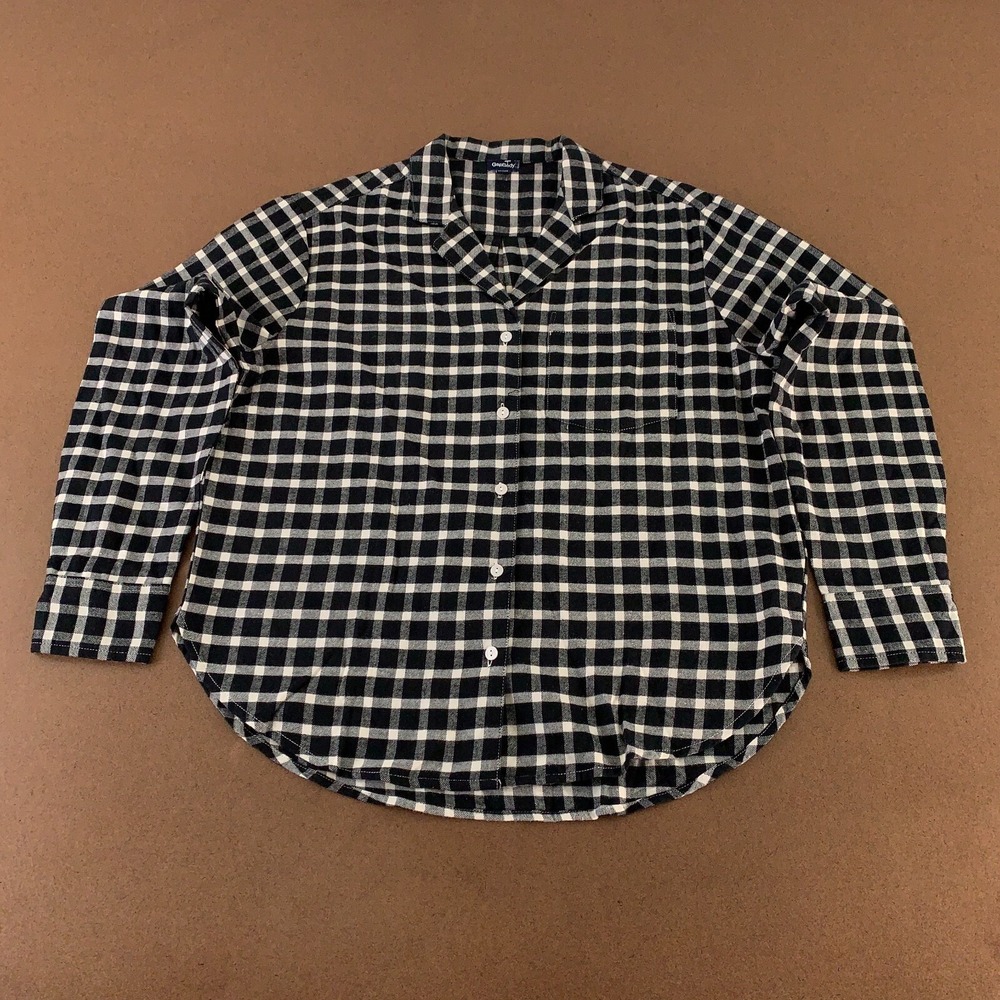 Gap Body Women's Size Small Black Plaid Flannel Long Sleeve Pajama Top NWT